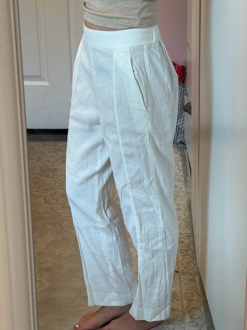 Vince White Cropped Ankle Pants Relaxed Fit